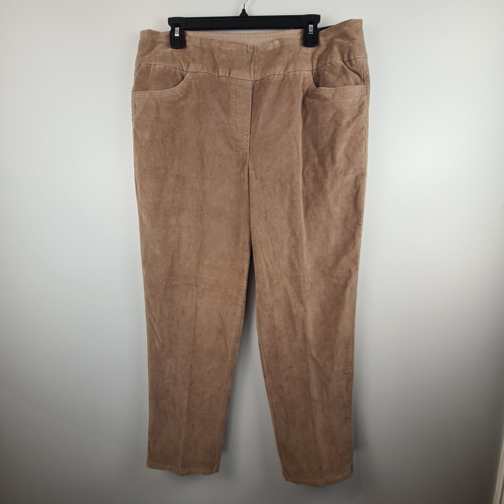 Alfred Dunner Vienna Modern Fit Corduroy‎ Pants Mocha Brown Womens 14 NWT Ankle